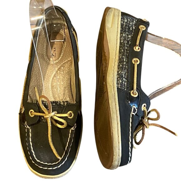Sperry Topsider Angelfish Boat Shoe Black Leather Women's Sz 6.5M #309J - Picture 4 of 9